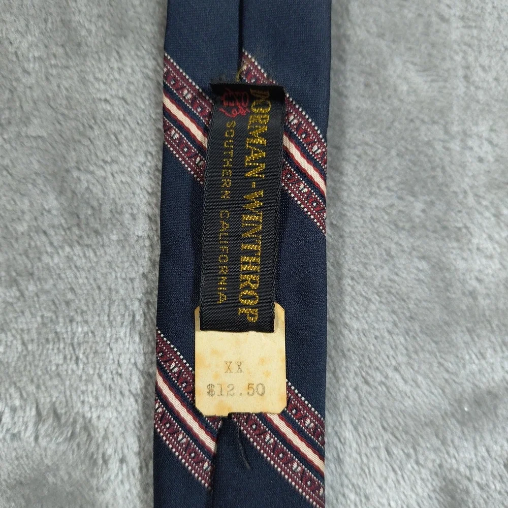 Vintage‎ Givenchy Tie Mens 55x3 Blue Red Striped Made In France 70s Old Money